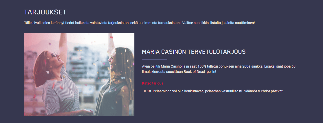 Maria Casino Bonukset